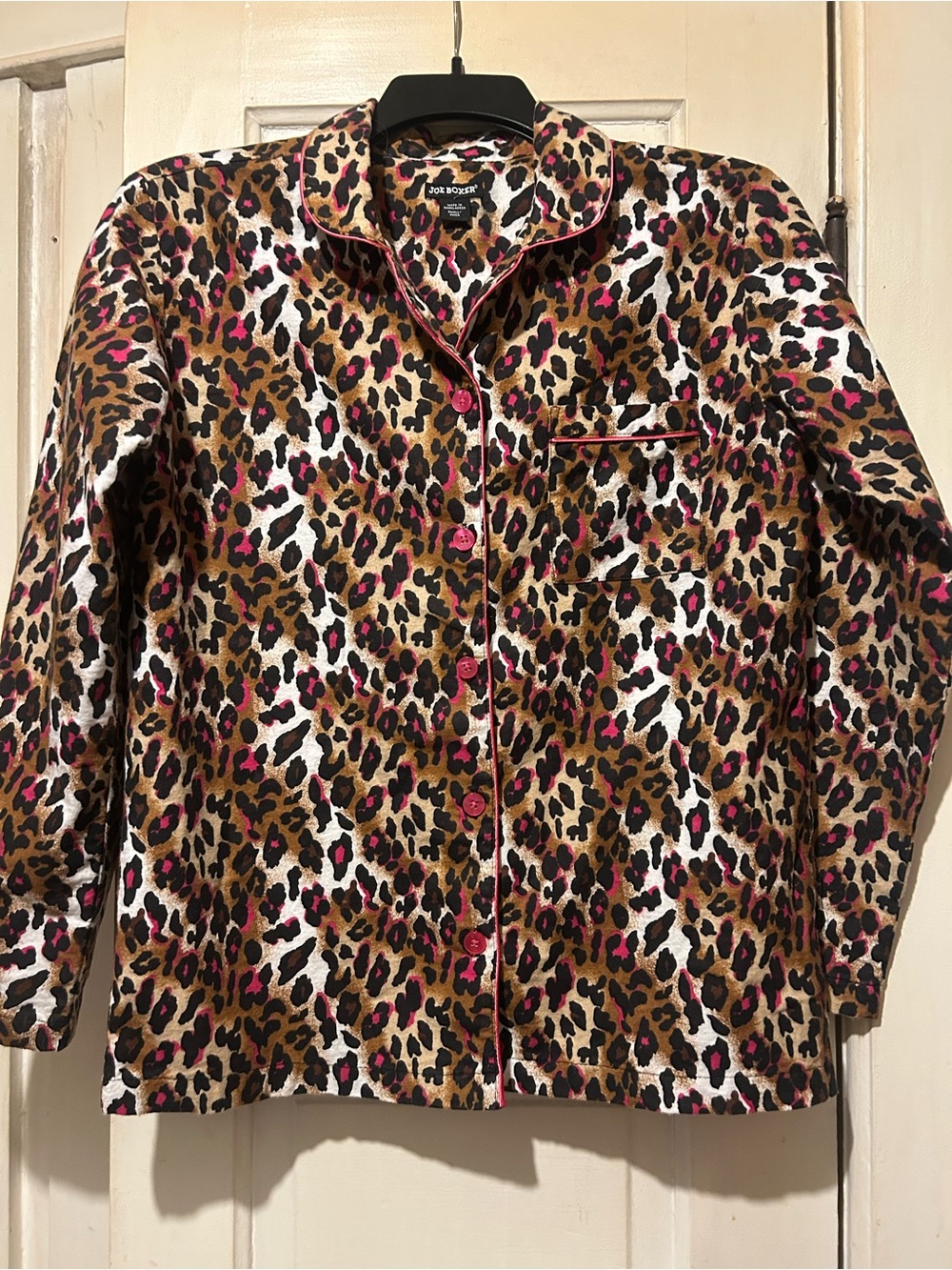 Joe Boxer Leopard Print Pajama Top - Brown Pink Black
